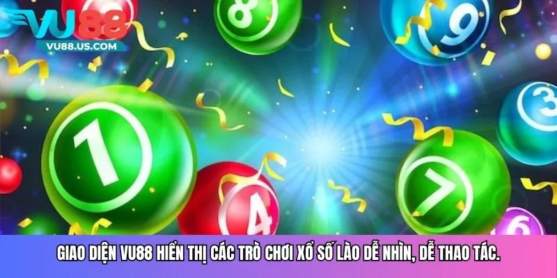 Giao diện Vu88 hiển thị các trò chơi xổ số Lào dễ nhìn, dễ thao tác.